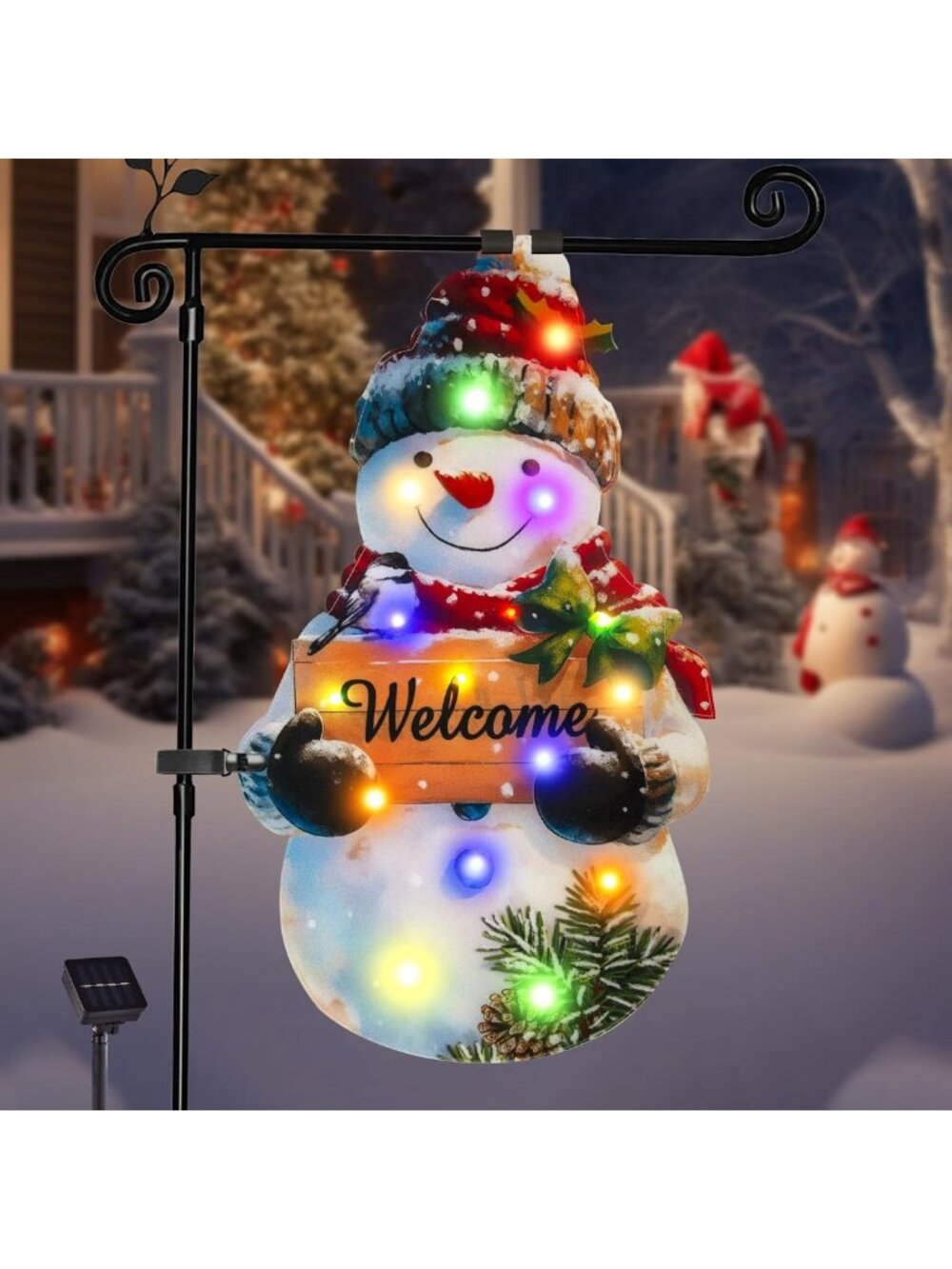 Lighted Christmas Snowman Garden Flag 12x18 | Festive Outdoor Decor for Holidays